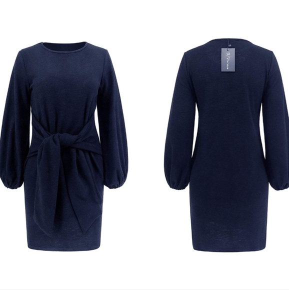 Long sleeve tie waist sweater dress - Picture 3 of 3